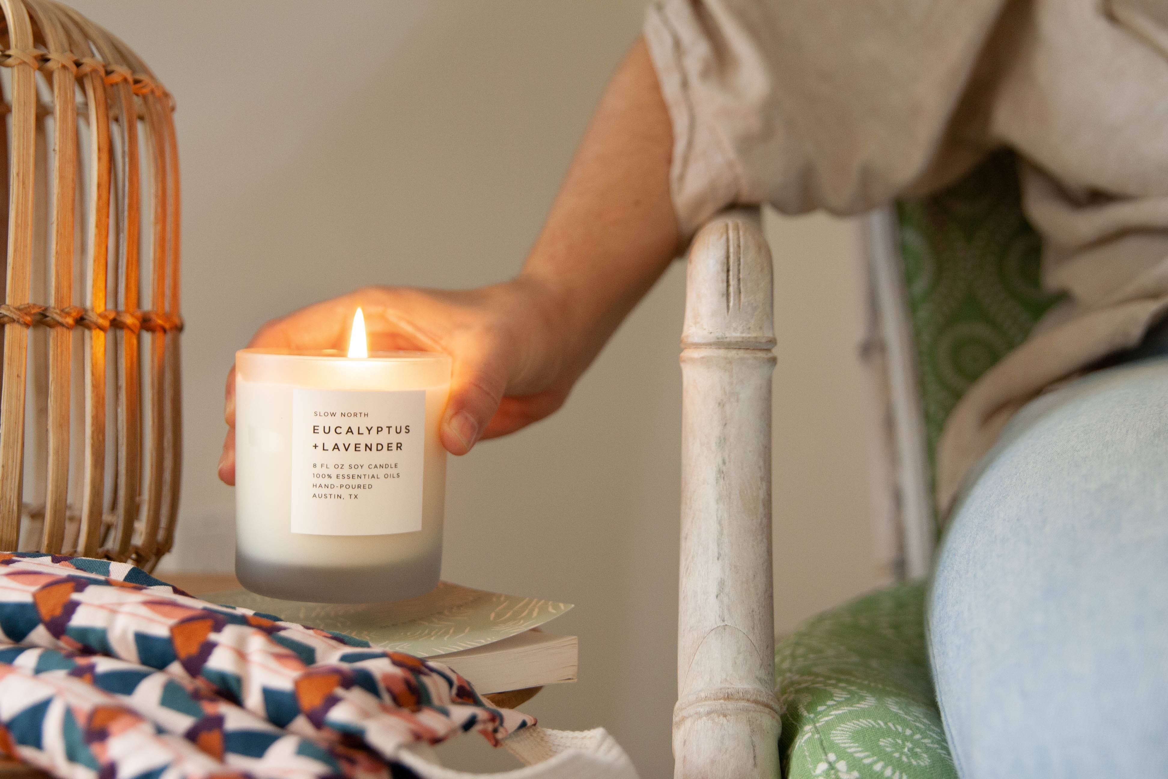 Eucalyptus + Lavender Non-Toxic Soy Candle, Essential Oils, Holiday Favorite - Image 5