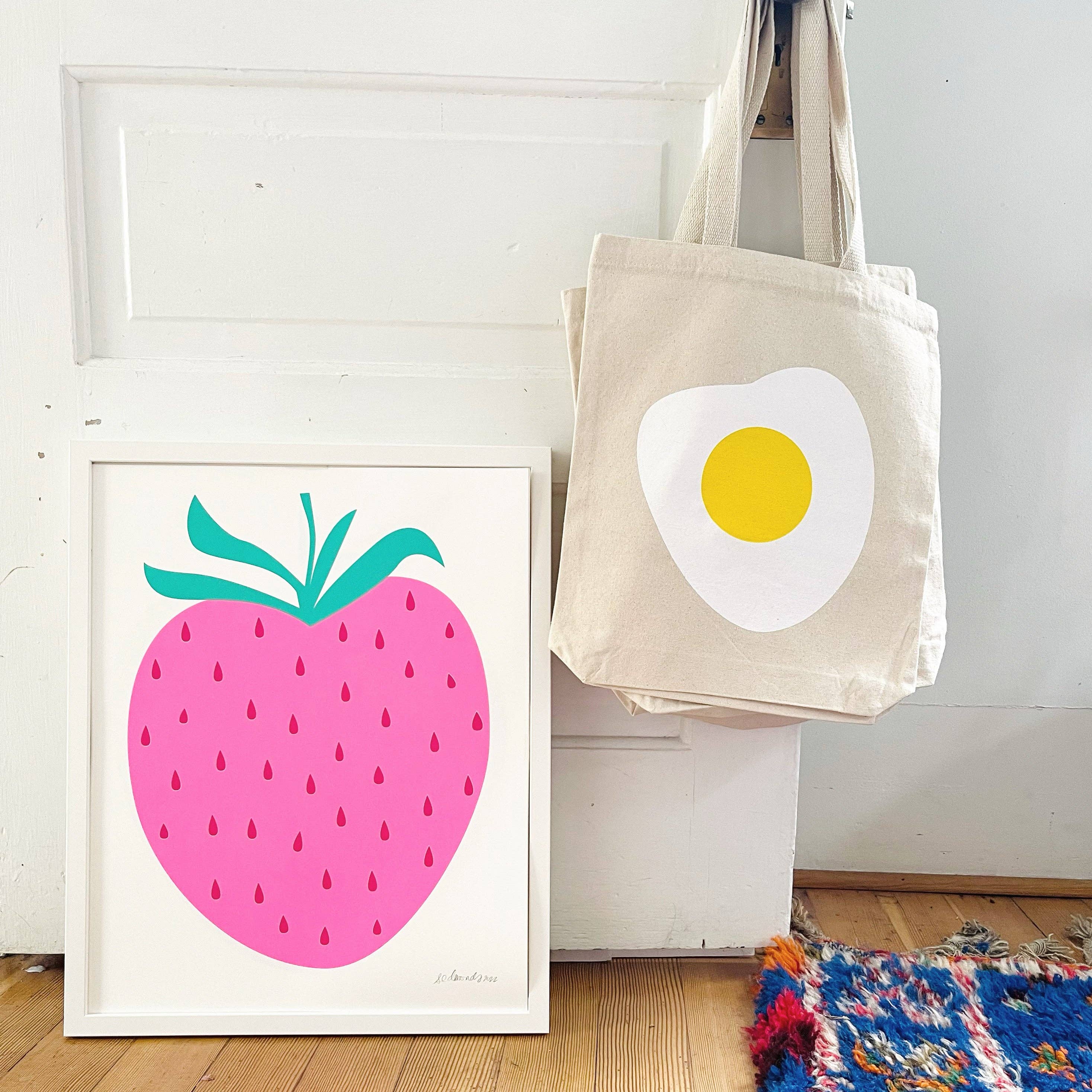 Strawberry Pastel Neon Pink Screenprint - Image 3
